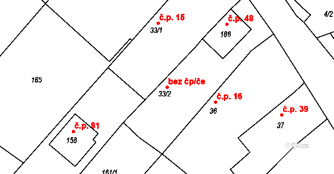 Mezno 45417482 na parcele st. 33/2 v KÚ Mezno, Katastrální mapa