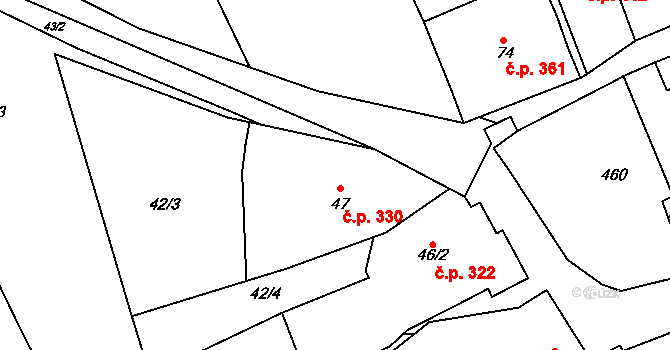 Javorovec 330, Mistřice na parcele st. 47 v KÚ Javorovec, Katastrální mapa