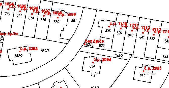 Praha 49375482 na parcele st. 837 v KÚ Záběhlice, Katastrální mapa
