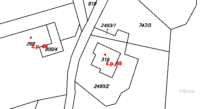 Jaronín 55, Brloh na parcele st. 319 v KÚ Jaronín, Katastrální mapa