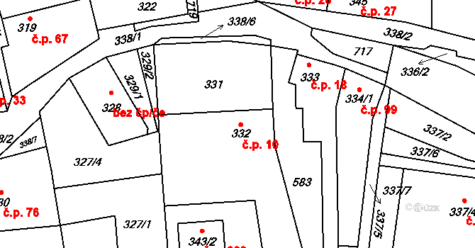Svinařov 10 na parcele st. 332 v KÚ Svinařov u Kladna, Katastrální mapa