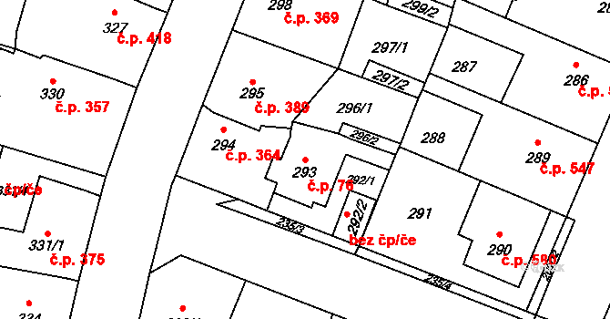 Holice 76 na parcele st. 293 v KÚ Holice v Čechách, Katastrální mapa