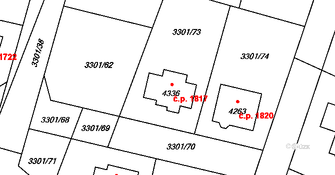 Čelákovice 1817 na parcele st. 4336 v KÚ Čelákovice, Katastrální mapa