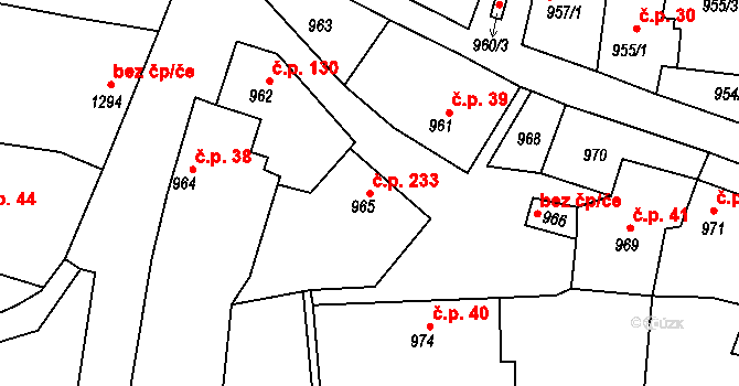 Velké Opatovice 233 na parcele st. 965 v KÚ Velké Opatovice, Katastrální mapa