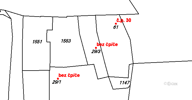 Radošovice 90581482 na parcele st. 29/3 v KÚ Tupesy, Katastrální mapa