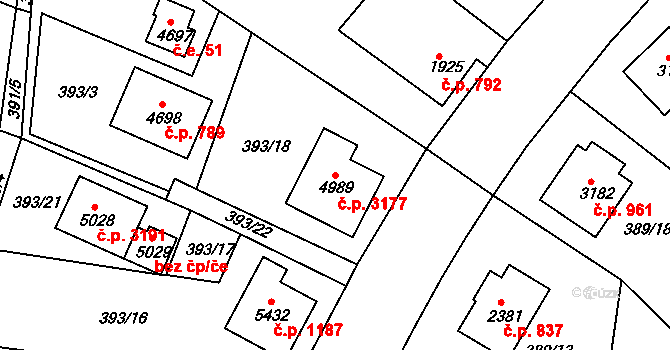 Havlíčkův Brod 3177 na parcele st. 4989 v KÚ Havlíčkův Brod, Katastrální mapa