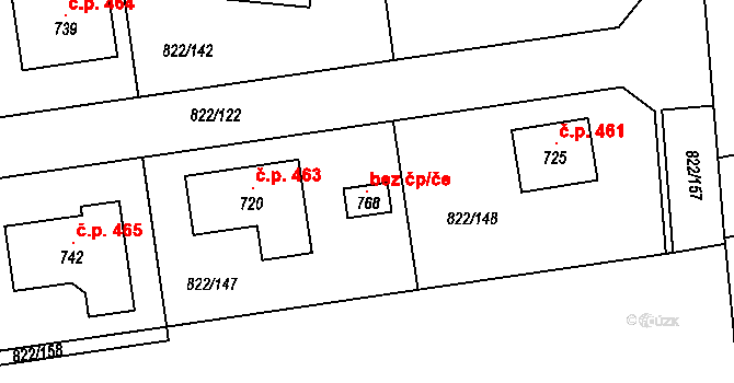 Osek 102200483 na parcele st. 768 v KÚ Osek u Rokycan, Katastrální mapa