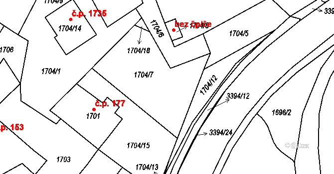 Pelhřimov 2122 na parcele st. 1704/17 v KÚ Pelhřimov, Katastrální mapa