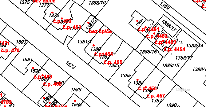 Zruč nad Sázavou 455 na parcele st. 1382 v KÚ Zruč nad Sázavou, Katastrální mapa
