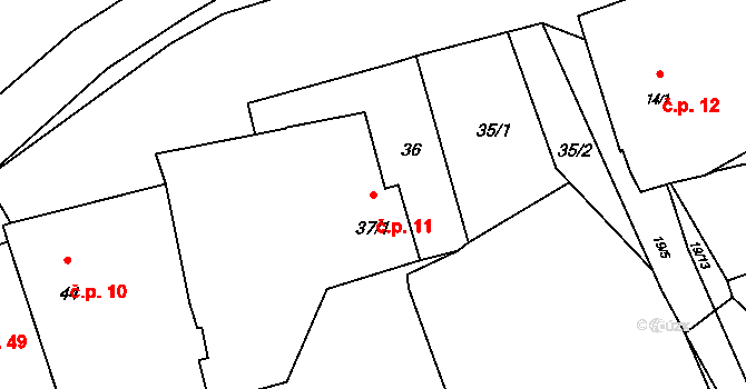 Pístov 11, Jihlava na parcele st. 37/1 v KÚ Pístov u Jihlavy, Katastrální mapa