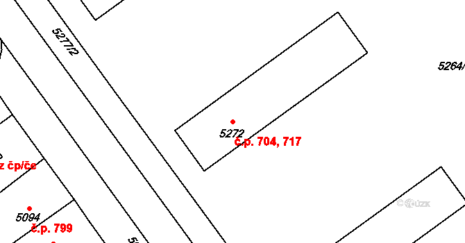 Kročehlavy 704,717, Kladno na parcele st. 5272 v KÚ Kročehlavy, Katastrální mapa