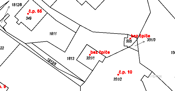 Sedmihorky 71, Karlovice na parcele st. 351/1 v KÚ Karlovice, Katastrální mapa