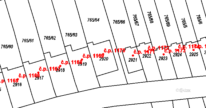Strakonice I 1170, Strakonice na parcele st. 2920 v KÚ Strakonice, Katastrální mapa