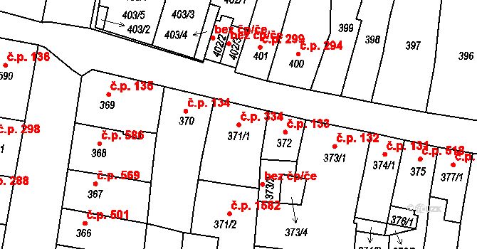 Duchcov 334 na parcele st. 371/1 v KÚ Duchcov, Katastrální mapa