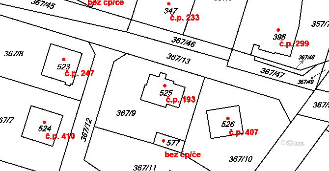 Staňkov II 193, Staňkov na parcele st. 525 v KÚ Staňkov-ves, Katastrální mapa