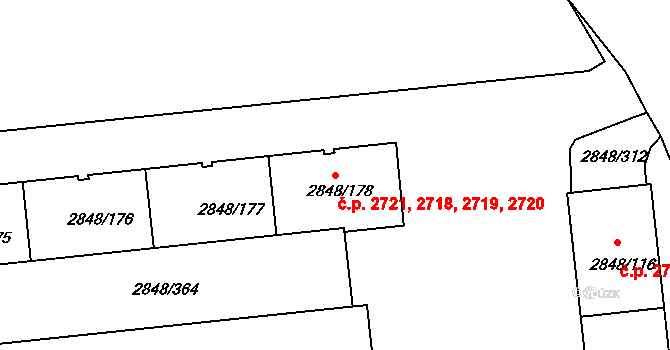 Záběhlice 2718,2719,2720,2721, Praha na parcele st. 2848/178 v KÚ Záběhlice, Katastrální mapa