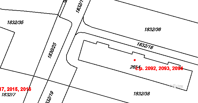Dvůr Králové nad Labem 2092,2093,2094 na parcele st. 2654 v KÚ Dvůr Králové nad Labem, Katastrální mapa