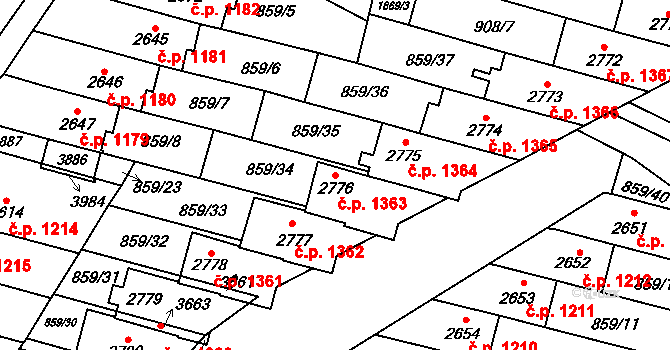 Vrchlabí 1363 na parcele st. 2776 v KÚ Vrchlabí, Katastrální mapa