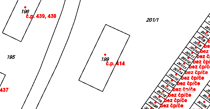 Zbýšov 414 na parcele st. 199 v KÚ Zbýšov u Oslavan, Katastrální mapa