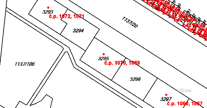 Bolevec 1069,1070, Plzeň na parcele st. 3296 v KÚ Bolevec, Katastrální mapa