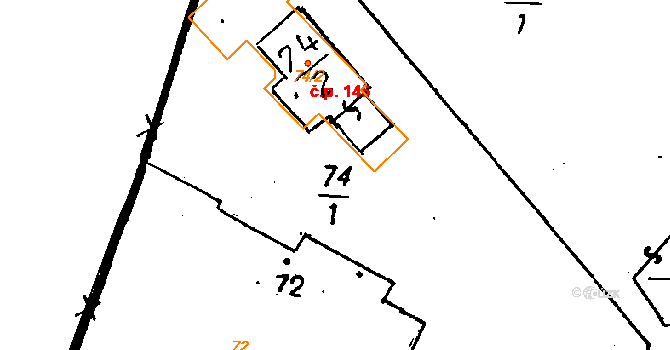 Miskovice 146 na parcele st. 74/2 v KÚ Miskovice, Katastrální mapa