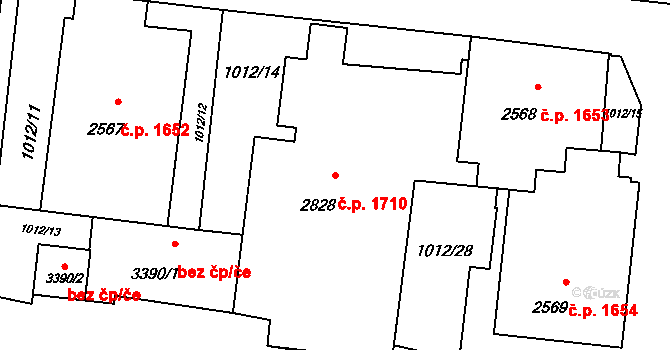 Rožnov pod Radhoštěm 1710 na parcele st. 2828 v KÚ Rožnov pod Radhoštěm, Katastrální mapa