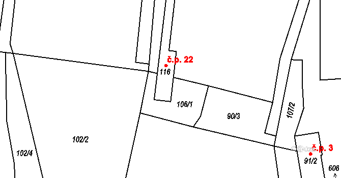Janoslavice 22, Rohle na parcele st. 116 v KÚ Janoslavice, Katastrální mapa