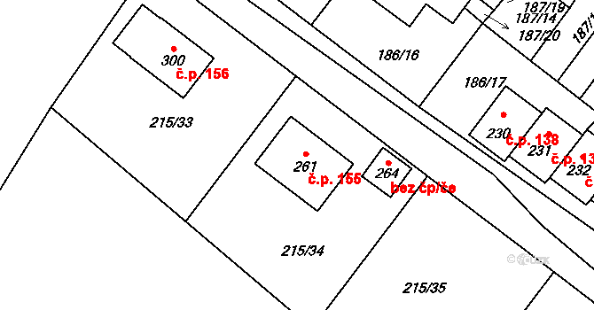 Lično 155 na parcele st. 261 v KÚ Lično, Katastrální mapa