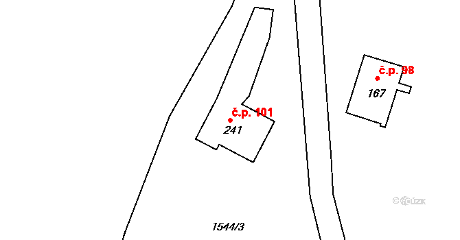 Albeř 101, Nová Bystřice na parcele st. 241 v KÚ Albeř, Katastrální mapa