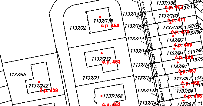 Horní Kosov 453, Jihlava na parcele st. 1137/232 v KÚ Horní Kosov, Katastrální mapa