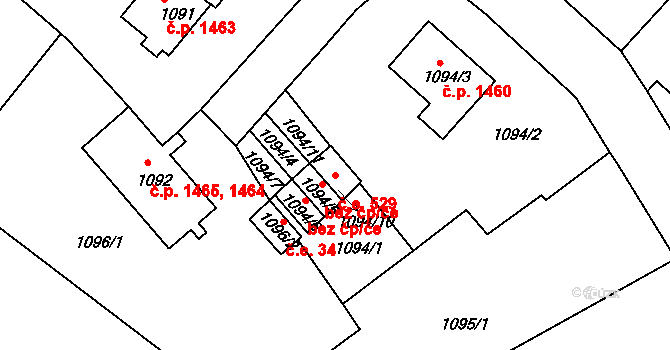 Rumburk 1 529, Rumburk na parcele st. 1094/10 v KÚ Rumburk, Katastrální mapa