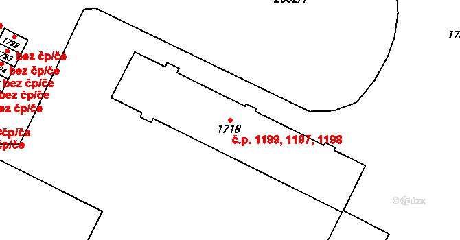 Poruba 1197,1198,1199, Ostrava na parcele st. 1718 v KÚ Poruba-sever, Katastrální mapa