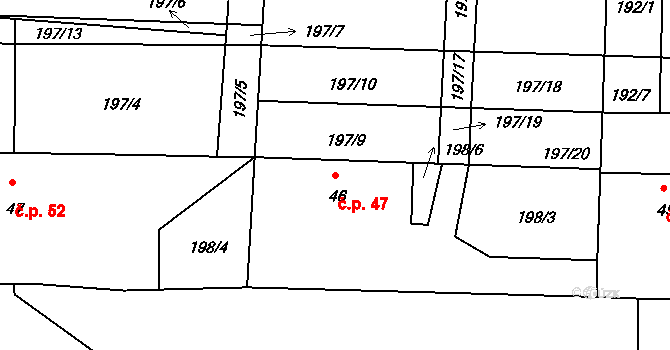 Krašovice 47, Čížová na parcele st. 46 v KÚ Krašovice u Čížové, Katastrální mapa