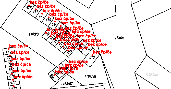 Jevišovice 40976483 na parcele st. 569 v KÚ Jevišovice, Katastrální mapa