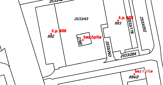 Horní Slavkov 41242483 na parcele st. 2780 v KÚ Horní Slavkov, Katastrální mapa