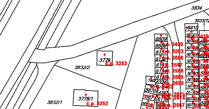 Zlín 3253 na parcele st. 3779 v KÚ Zlín, Katastrální mapa