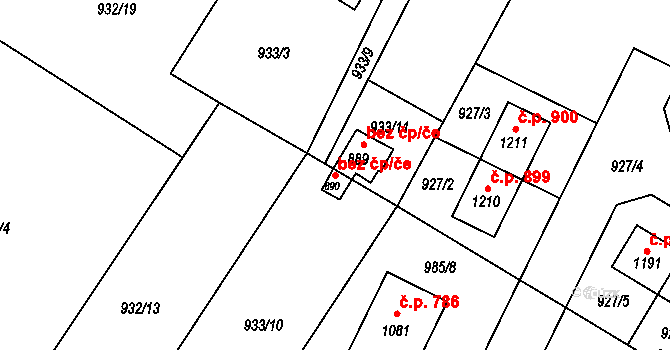 Sezemice 42081483 na parcele st. 890 v KÚ Sezemice nad Loučnou, Katastrální mapa