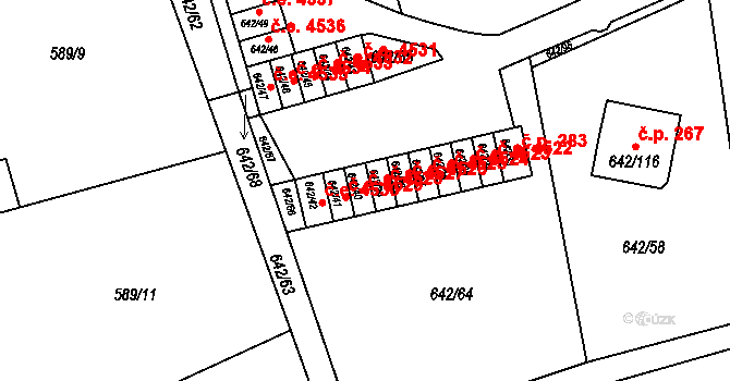 Svádov 4528, Ústí nad Labem na parcele st. 642/40 v KÚ Svádov, Katastrální mapa