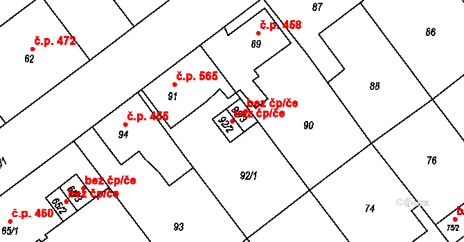 Ostrava 43910483 na parcele st. 92/2 v KÚ Svinov, Katastrální mapa