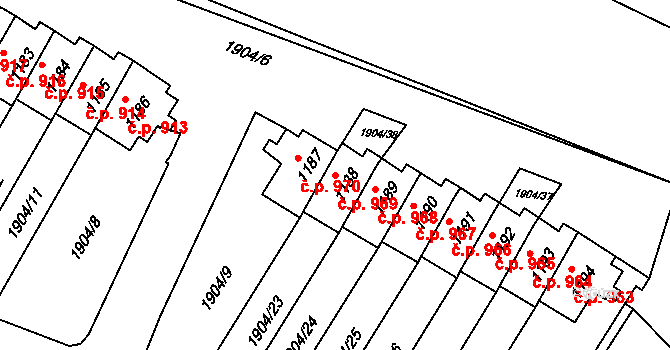 Kateřinky 969, Opava na parcele st. 1188 v KÚ Kateřinky u Opavy, Katastrální mapa