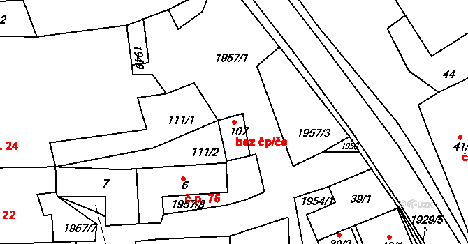 Častrov 45518483 na parcele st. 107 v KÚ Častrov, Katastrální mapa