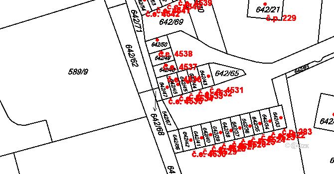 Svádov 4535, Ústí nad Labem na parcele st. 642/47 v KÚ Svádov, Katastrální mapa