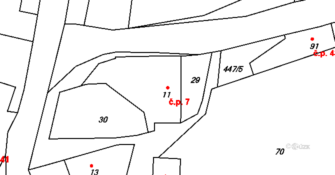 Bor u Chroustovic 7, Rosice na parcele st. 11 v KÚ Bor u Chroustovic, Katastrální mapa