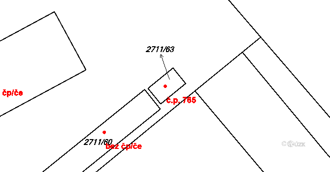 Rapotín 765 na parcele st. 2711/63 v KÚ Rapotín, Katastrální mapa