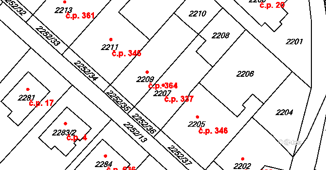 Rapotín 337 na parcele st. 2207 v KÚ Rapotín, Katastrální mapa