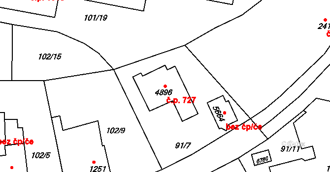 Beroun-Město 727, Beroun na parcele st. 4896 v KÚ Beroun, Katastrální mapa