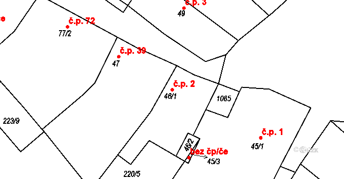Konětopy 2 na parcele st. 46/1 v KÚ Konětopy, Katastrální mapa