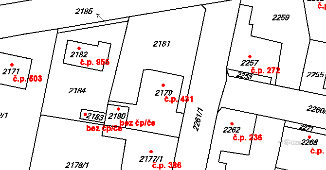 Řevnice 431 na parcele st. 2179 v KÚ Řevnice, Katastrální mapa