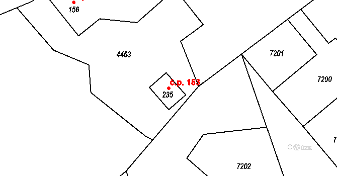 Chodská Lhota 153 na parcele st. 235 v KÚ Chodská Lhota, Katastrální mapa