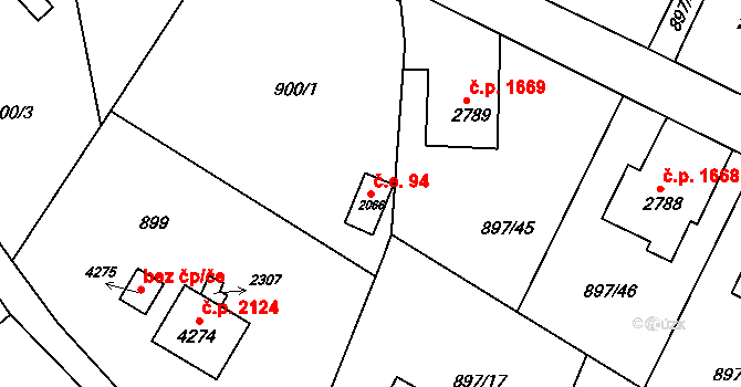 Náchod 94 na parcele st. 2066 v KÚ Náchod, Katastrální mapa